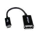 (まとめ) StarTech.com microUSB OTG変換アダプタ 12cm USB A(メス)-USB microB(オス) ブラックUUSBOTG ...