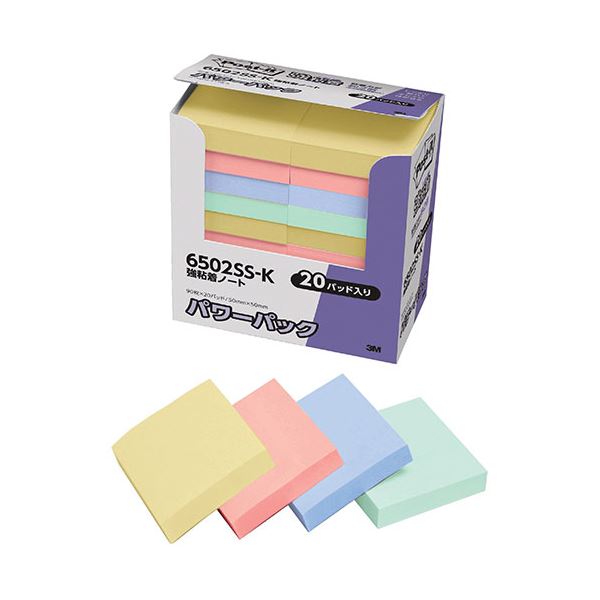 3M Post-it ポストイット パワーパック 強粘着ノート パステルカラー 3M-6502SS-K 超強力 貼ってもはがれない 鮮やかパステルカラーのノート...