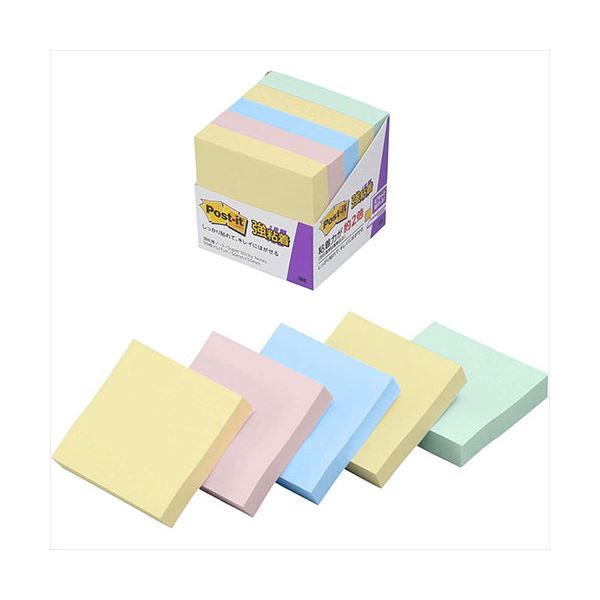 3M Post-it ポストイット 強粘着ノート パステルカラー 4色混色 3M-650-5SSAP 超強力な粘着力で、色鮮やかなパステルカラーが魅力のノート ...