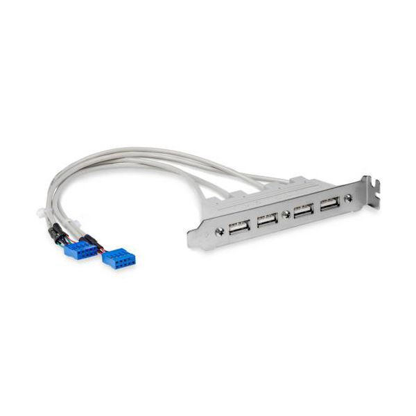 StarTech.com マザーボードピンヘッダー接続USB 4ポート増設変換アダプタ USB A(メス)×4-IDC10ピン(メス)×2 USBPLATE4 1本 マザーボードに簡単に接続できるUSB 4ポート増設アダプター USB Aポート×4とIDC10ピン×2を搭載した便利な変換アダプター、USBPLATE4 デスク