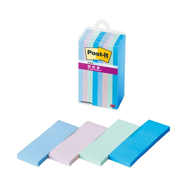 3Mポスト・イット 強粘着ふせん マルチカラー2 75×25mm 4色 500SS-MC-2N1セット(80冊:8冊×10パック) 強力な粘着力を持つ、多彩な色...