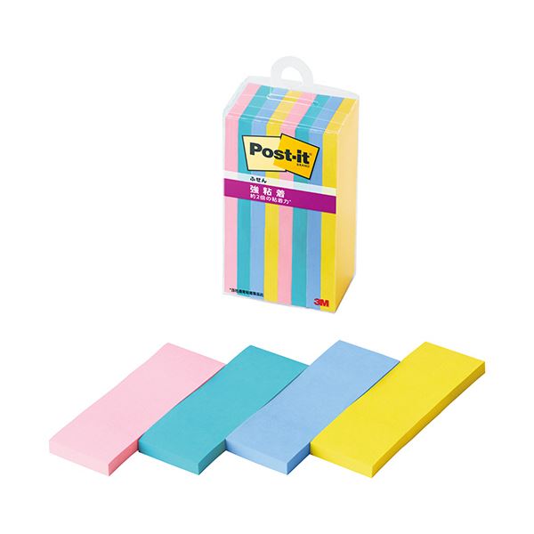 3Mポスト・イット 強粘着ふせん マルチカラー3 75×25mm 4色 500SS-MC-3N1セット(80冊:8冊×10パック) 強力な粘着力を持つ、多彩な色...
