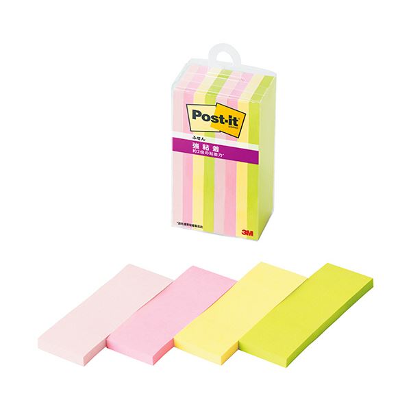 3Mポスト・イット 強粘着ふせん マルチカラー4 75×25mm 4色 500SS-MC-4N1セット(80冊:8冊×10パック) 強力な粘着力を持つマルチカラ...