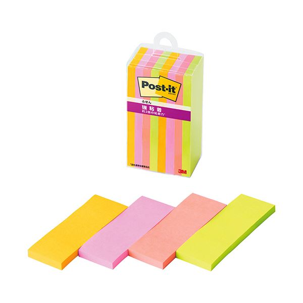 3Mポスト・イット 強粘着ふせん マルチカラー6 75×25mm 4色 500SS-MC-6N1セット(80冊:8冊×10パック) 強力な粘着力を持つ、多彩な色...