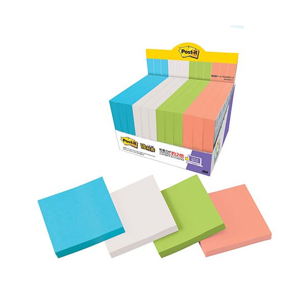 3M Post-it ポストイット 強粘着ノート マルチカラー4 増量パック 3M-6541SS-MC-4 超強力な粘着力で、使いやすさも倍増 カラフルな4色セ...