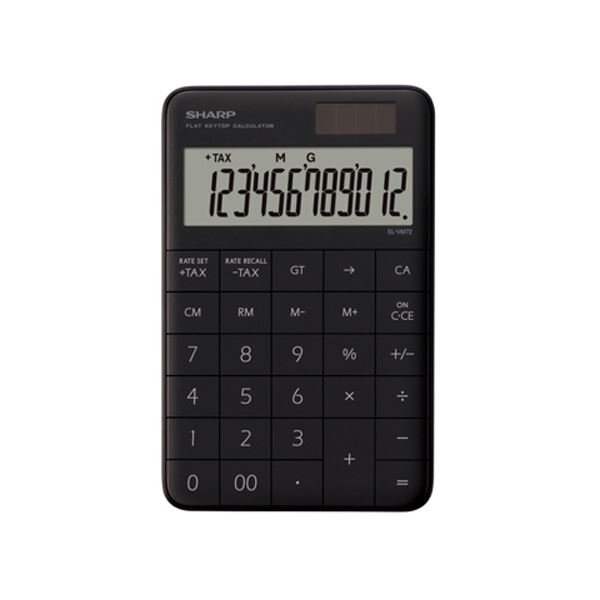 （まとめ） シャープ 電卓12桁 ミニナイスサイズ ブラック系 EL-VM72-BX 1台 【×3セット】 黒 12桁の電卓がミニサイズでブラック系 使..