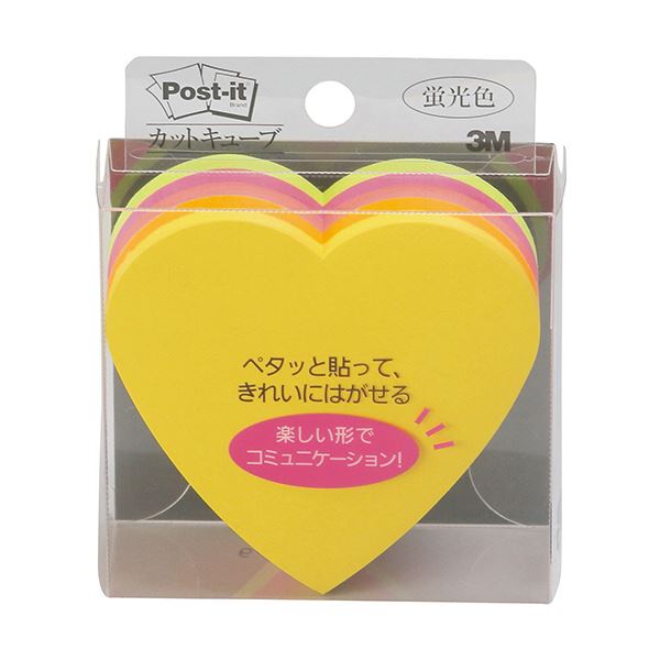 3M ポスト・イット カットキューブハート 蛍光カラー5色 CC-31 1セット(5冊) 3Mの新しいハート形デザインのポスト・イットで、5色の蛍光カットキュー...