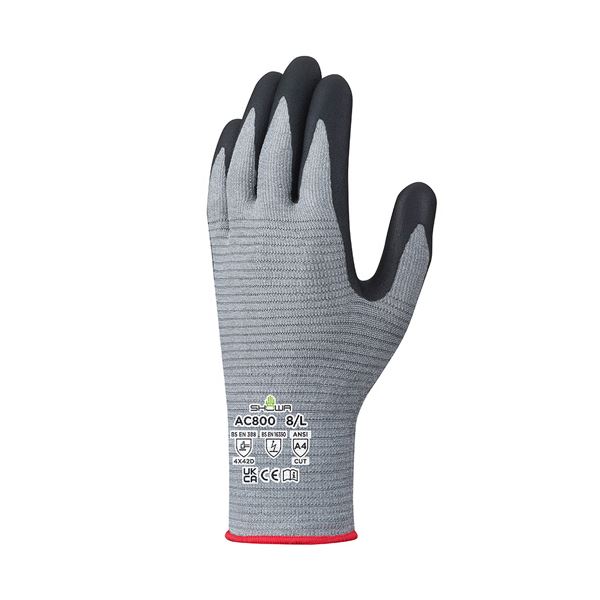 ショーワグローブ AC800 制電フォルテックスニトリルパーム手袋 XL グレー AC800-XL 1セット (60双) 使い捨て手袋 制電効果抜群のニトリルパ...