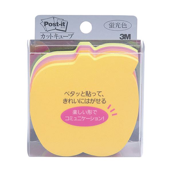 3M ポスト・イット カットキューブアップル 蛍光カラー5色 CC-36 1セット(5冊) 鮮やかな蛍光カラーのポスト・イットで手軽にコミュニケーションを