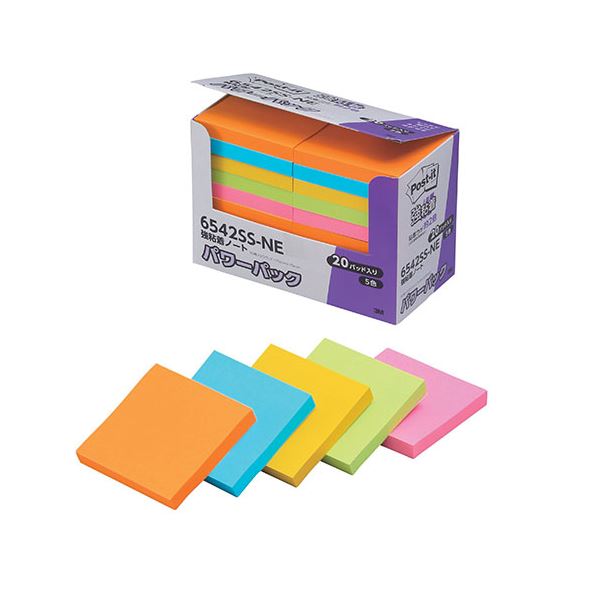 3M Post-it ポストイット 強粘着ノート パワーパック 5色込 3M-6542SS-NE 超強力粘着ノート パワフルカラーパック 5色セット 3M Po...
