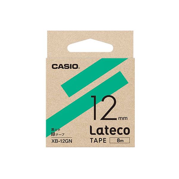 【5個セット】 カシオ計算機 Lateco 詰め替え用テープ 12mm 緑テープ 黒文字 XB-12GNX5 鮮やかな緑のテープで、手軽に詰め替え 12ミリ幅のテープ長8m、5個セットでお得にご提供 カシオ計算機、Lateco詰め替え用テープを、黒文字でお楽しみください 信頼の品質と使いやすさ