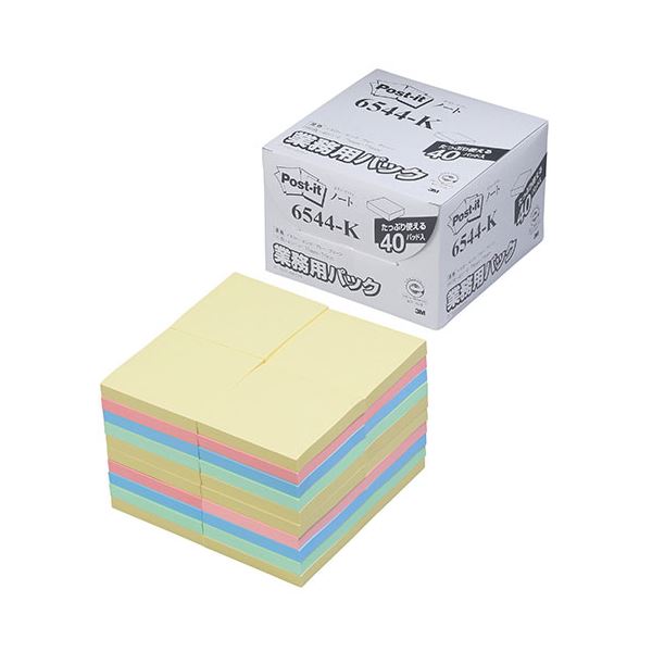 3M Post-it ポストイット ノート 業務用パック 4色混色 3M-6544-K ビジネスパック4色混合のメモ用紙、あなたの仕事を彩る3Mポストイットノー...