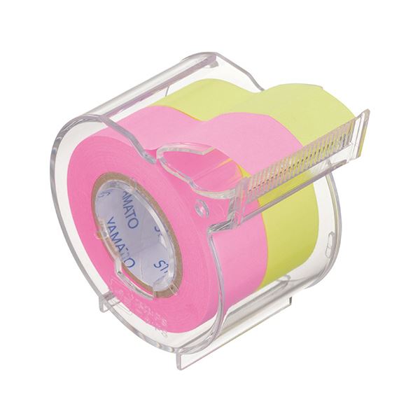 (まとめ) ヤマト メモックロールテープ(強粘着) 蛍光紙 カッター付 15mm幅 ローズ&レモン PRK-15CH-RL 1個 【×5セット】 強力な粘着力で...