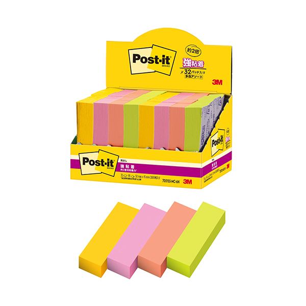 3Mポスト・イット 強粘着見出し マルチカラー6 50×15mm 4色 7001SS-MC-6N 1パック(32冊) 強力な粘着力で使いやすい カラフルな見出し...