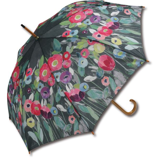 ユーパワー アーチストブルーム 木製ジャンプ傘 シルビア・ヴァシレヴァ「フェアリーテイルフラワーズ」 青 夢の花園に舞い降りる、美しき木製ジャンプ傘 シルビア・...