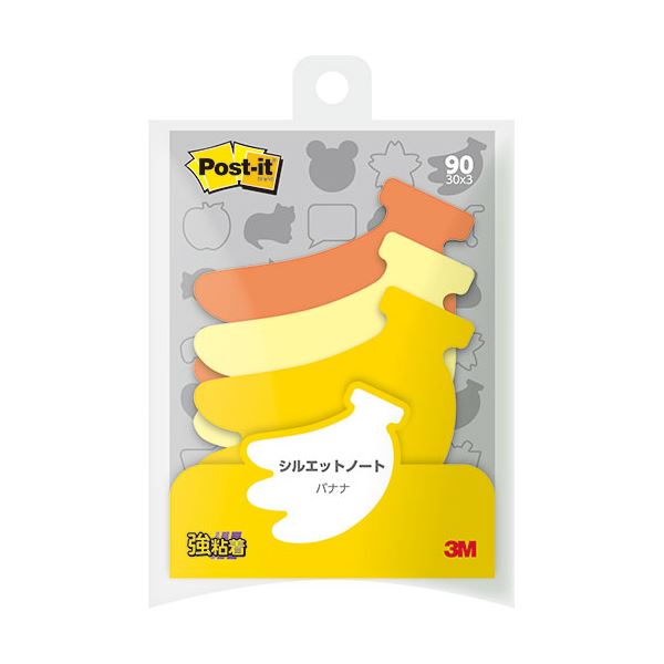 【10個セット】 3M Post-it ポストイット シルエットノート 強粘着 バナナ 3M-SSS-BAX10 超強力 バナナ柄シルエットノートが10個セット...