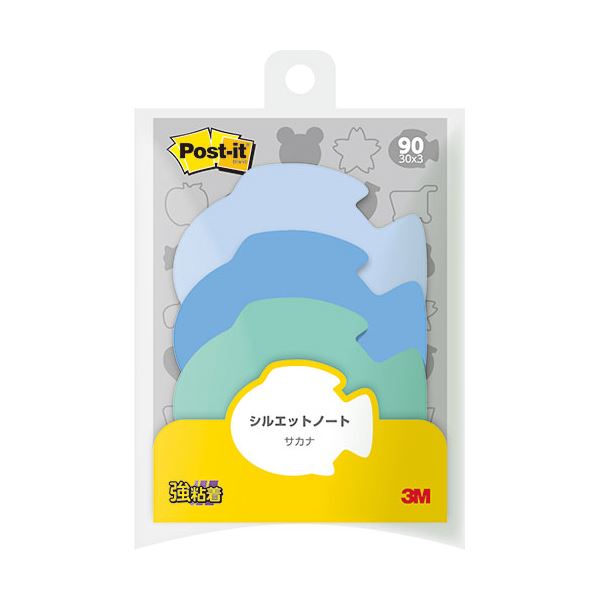 【10個セット】 3M Post-it ポストイット シルエットノート 強粘着 サカナ 3M-SSS-FIX10 強力な粘着力で、サカナの形をしたポストイット ...
