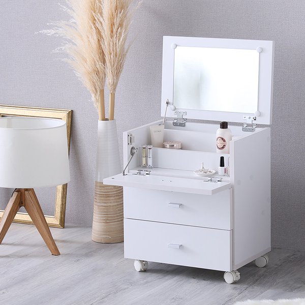 大容量 大型 コスメワゴン(完成品) ホワイト 白 大容量 大型 整理 収納 が可能なコスメアイテムをスタイリッシュに整理 収納 できるワゴン 完成品で手軽に使...