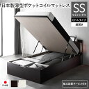 セミシングルベッド 茶 ブラウン 〔組立設置サービス付き〕 日本製 国産 整理 収納 ベッド 通常丈 セミシングル 日本製 薄型ポケットコイルマットレス付き セ...