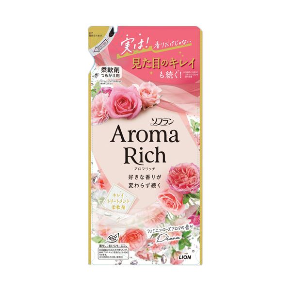 （まとめ） ライオン ソフランアロマリッチ ダイアナ つめかえ用 380mL 1パック 【×5セット】 贅沢な香..