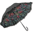 ユーパワー アーチストブルーム フリルジャンプ傘/晴雨兼用 シルビア・ヴァシレヴァ「フェアリーテイルフラワーズ」 青 夢見る花の舞台で踊る、アーティスティックな...