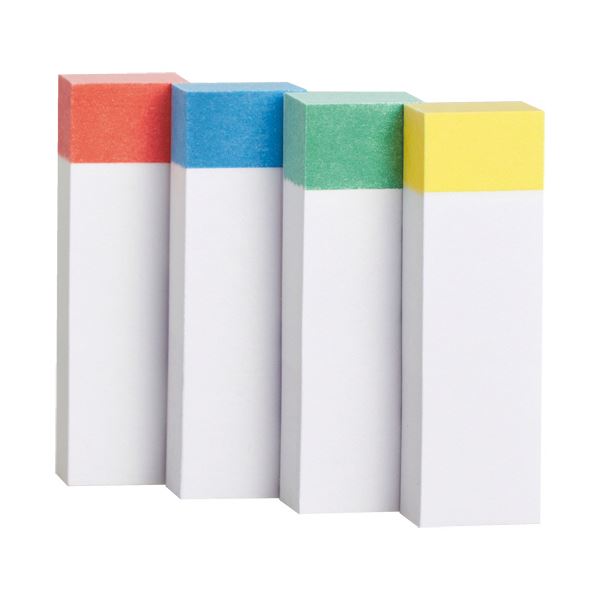 (まとめ) TANOSEEふせん 50×15mm 色帯4色 1パック(20冊) 【×3セット】 小さなふせん20冊入りのカラフルな色帯 4色バリエーションで使い...