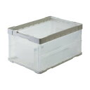 (まとめ) TANOSEE折りたたみコンテナ 軽量タイプ フタなし 40L ホワイト/透明 1台 【×3セット】 白 折りたたんで整理 収納 便利 軽量40リッ...