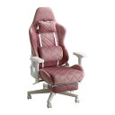 大人かわいいゲーミングチェア (イス 椅子) オットマン 足置き 付き ピンク お客様組立品 大人可愛いデザインのゲーミングチェア (イス 椅子) 、リラックス...