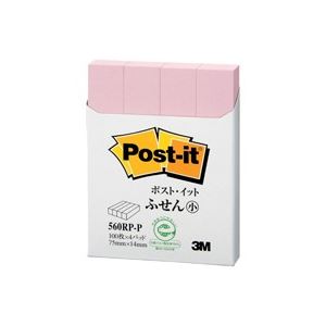 (まとめ) ポストイット 再生紙ふせん 560RP-P ピンク【×10セット】 色鮮やかな再生紙で、メモ・付箋がさらに便利に ピンクのりつきメモでアイデアを華や...