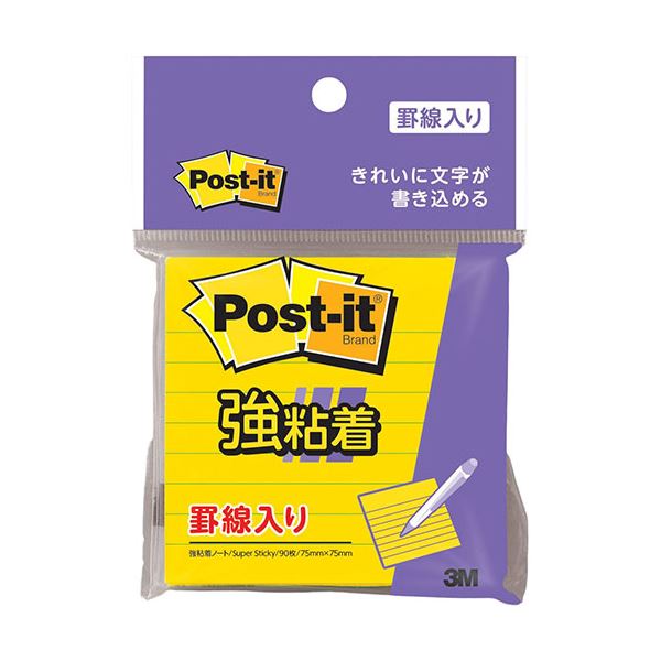 【10個セット】 3M Post-it ポストイット 強粘着ノート 罫線入 3M-630SS-YNX10 超強力な粘着力で、メモも思いのままに ライン入りポスト...
