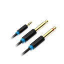 【5本セット】 VENTION 3.5mm Male to 2*6.5mm Male オーディオケーブル 2m ブラック BA-5435X5 黒 【5本セット】...
