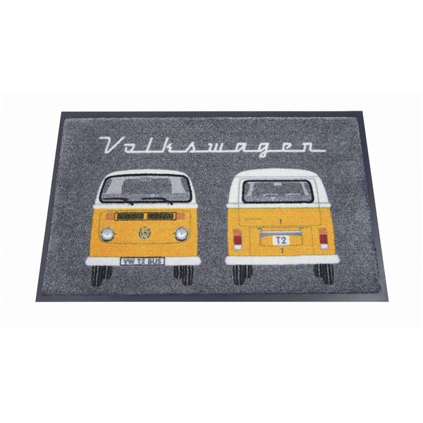 VW Collection ドアマット 玄関マット T2バス フロント&リア オレンジ T2DM01 オレンジ色のT2バスが描..