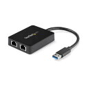 StarTech.com USB3.0 ギガビットイーサネット LANアダプタ(USBポート×1付き)10・100・1000Mbps×2口 ブラック USB32...