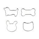【5セット】 パール金属 ラフィネ ステンレス製クッキー抜き型4個セット ドック・ボーン・うさぎ・ねこ D-6151X5 ステンレス製のクッキー型4個セット か...