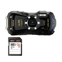 PENTAXデジタルカメラ WG-90 ブラック + 16GB SDHCメモリカード 1セット 黒 アウトドアでも安心 安全 防水・耐衝撃デジタルカメラセット ...