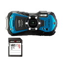 デジタルカメラPENTAX WG-90 BLUE + 16GB SDHCメモリカード 1セット アウトドアでも安心 安全 の防水デジタルカメラセット ブルー色の...