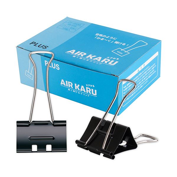 (まとめ) プラスダブルクリップ エアかる 超特大 ブラック CP-104AK 1箱(10個) 【×5セット】 黒 エアかるな超特大ブラック クリップが2倍楽し...