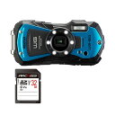 デジタルカメラPENTAX WG-90 BLUE + 32GB SDHCメモリカード 1セット アウトドアでも安心 安全 水中でも撮影可能なコンパクトカメラセッ...