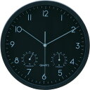 掛時計温湿度計付 ベゼル Φ25cm BK ブラック 黒 黒 掛時計温湿度計付 ベゼル Φ25cm BK ブラック 黒 黒