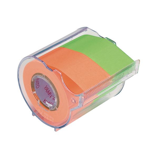 (まとめ) ヤマト メモックロールテープ 蛍光カラー オレンジ・ライム 本体(蛍光紙) 【×5セット】 5個セットの蛍光色メモ用ロールテープ オレンジとライムの...