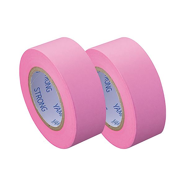 (まとめ) ヤマト メモックロールテープ(強粘着) 蛍光紙 つめかえ用 15mm幅 ローズ PRK-15H-RO 1パック(2巻) 【×5セット】 蛍光色のつめ...