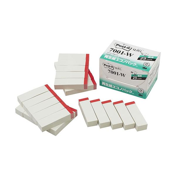 3M Post-it ポストイット 再生紙エコノパック 見出し 3M-7001-W 環境に優しい再生紙で作られた、見やすい見出し付きポストイット 3M Post...