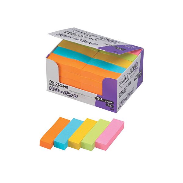 3M Post-it ポストイット 強粘着見出し パワーパック 5色込 3M-7002SS-NE 超強力な粘着力で目立つ 5色セットのパワーパック 見出しに最適...