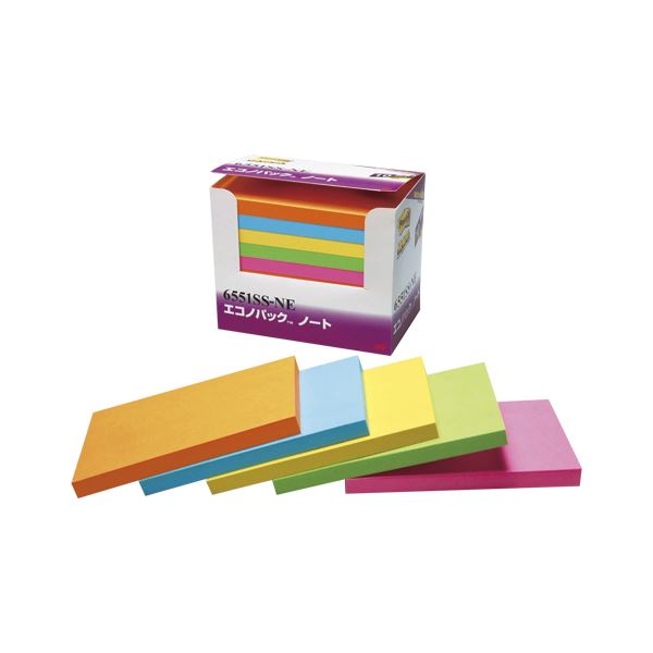 (まとめ) 住友スリーエム ポストイット(R) エコノパック(TM)製品 強粘着シリーズ 6551SS-NE オレンジ エレクトリックブルー ウルトライエロー ...