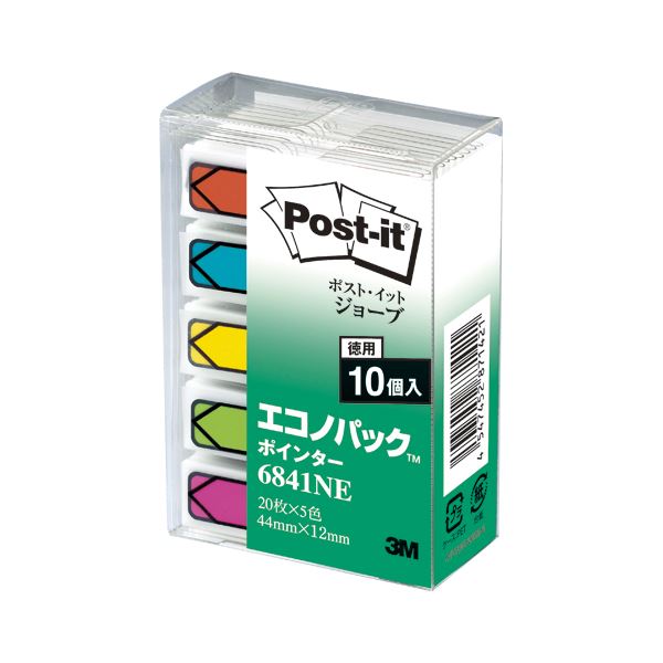 (まとめ) 住友スリーエム ポストイット(R) ジョーブ ポインター エコノパック(TM)製品 6841NE 混色5色 10個入 【×3セット】 見逃せないポイ...