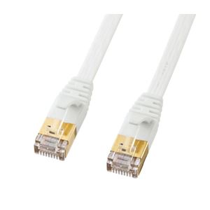 (まとめ) CAT7ウルトラフラットLANケーブル 配線 (3m、ホワイト) KB-FLU7-03W【×2セット】 白 高速通信..