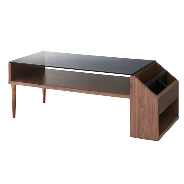 ローテーブル 机 低い ロータイプ センターテーブル センターテーブル 幅105cm ウォールナット 強化ガ..