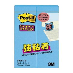 (まとめ) 住友スリーエム ポストイット(R) 強粘着シリーズ ふせん単品 500SS-B エレクトリックブルー 2個入 【×10】 青 多彩なサイズとカラーバ...