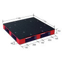 カラープラスチックパレット/物流資材 【1100×1100mm ブラック/レッド】 片面使用 HB-D4・1111SC 岐阜プラスチック工業 黒 赤 作業効率向...