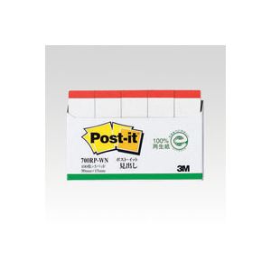 (まとめ) 住友スリーエム ポストイット(R) 再生紙 5個入り 横15×縦50mm 700RP-WN 白(赤帯) 5個入 【×10セット】 お得なまとめ買いで...